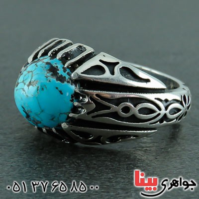 انگشتر فیروزه نیشابوری زیبا و فاخر مردانه _کد:22776