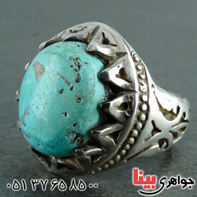 انگشتر فیروزه نیشابوری مردانه زیبا و خاص _کد:22783