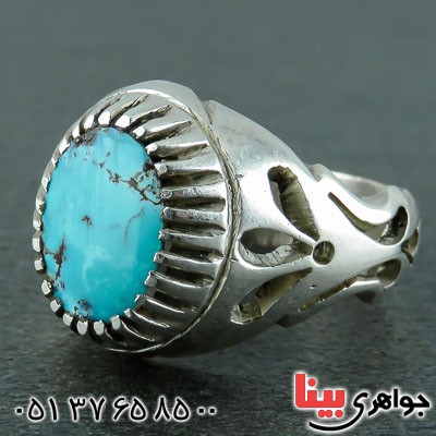 انگشتر فیروزه نیشابوری مردانه دست ساز _کد:22821