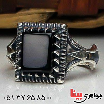انگشتر عقیق سیاه (اونیکس) اسپرت زیبا مردانه _کد:22852