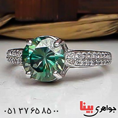 انگشتر موزانایت خوشرنگ رودیوم زنانه _کد:22857