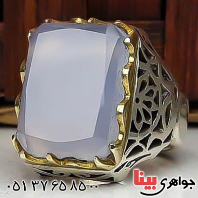 انگشتر عقیق یمنی کبود درشت و دست ساز مردانه _کد:22869