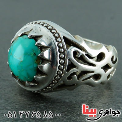 انگشتر فیروزه نیشابوری مردانه دست ساز _کد:22876