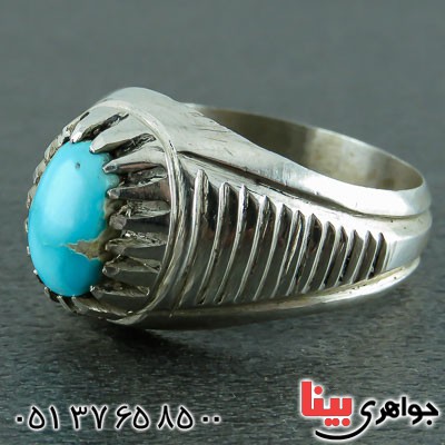 انگشتر فیروزه نیشابوری مردانه دست ساز _کد:22877