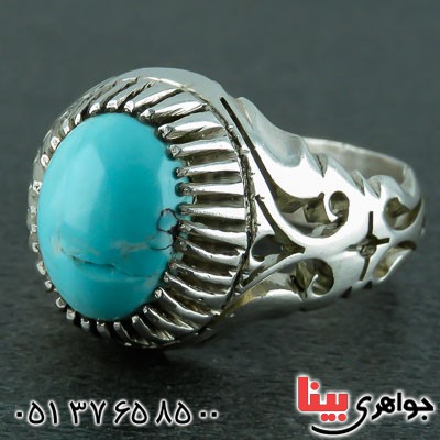انگشتر فیروزه نیشابوری مردانه دست ساز _کد:22886