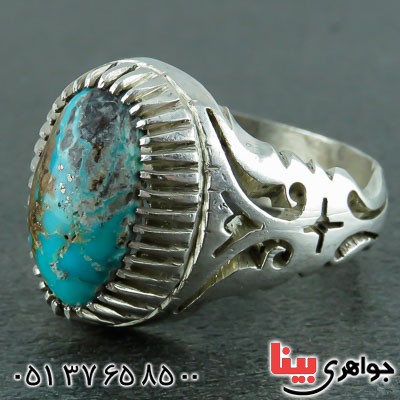 انگشتر فیروزه نیشابوری مردانه دست ساز بسیار زیبا _کد:22888