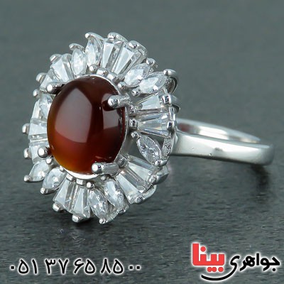 انگشتر عقیق یمنی رودیوم زنانه زیبا _کد:22891