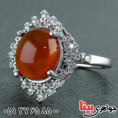 انگشتر عقیق یمنی رودیوم زنانه بسیار خاص _کد:22917