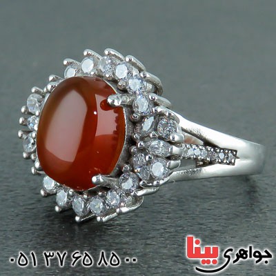 انگشتر عقیق یمنی رودیوم زنانه بسیار زیبا _کد:22919