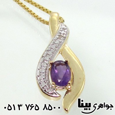 گردنبند آمتیست و الماس گل لاله