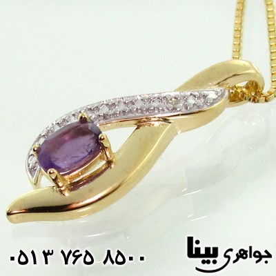 گردنبند آمتیست و الماس گل لاله