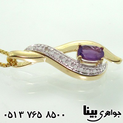 گردنبند آمتیست و الماس گل لاله