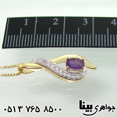 گردنبند آمتیست و الماس گل لاله