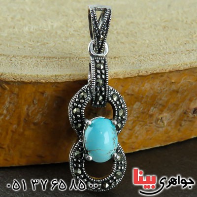 گردنبند فیروزه نیشابوری مارکازیتی بسیار زیبا _کد:22930