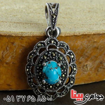 گردنبند فیروزه نیشابوری مارکازیتی بسیار خاص _کد:22932