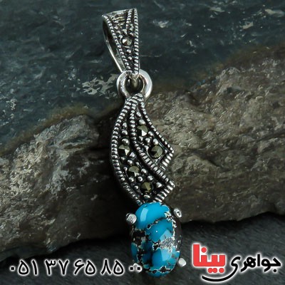 گردنبند فیروزه نیشابوری مارکازیتی بسیار خاص _کد:22938
