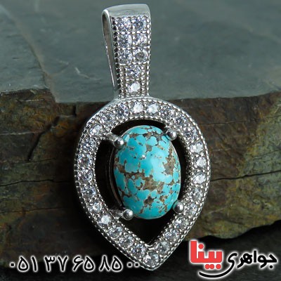 گردنبند فیروزه نیشابوری رودیوم بسیار خاص _کد:22945