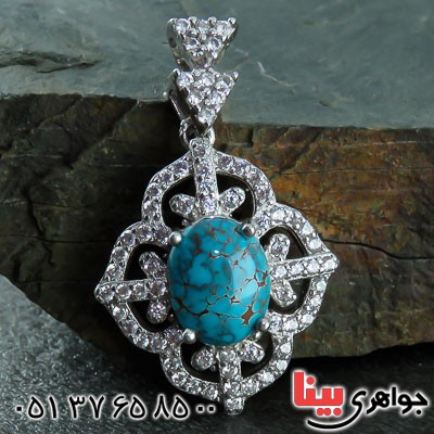 گردنبند فیروزه نیشابوری رودیوم بسیار خاص _کد:22946