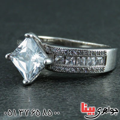 انگشتر نقره تک نگین پرنس رودیوم زنانه _کد:22969
