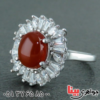 انگشتر عقیق یمنی زیبا و شیک رودیوم زنانه _کد:22970