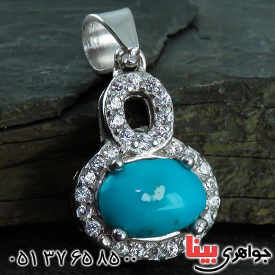 گردنبند فیروزه نیشابوری شیک و خوشرنگ رودیوم زنانه _کد:22977
