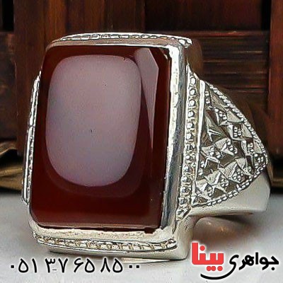 انگشتر عقیق یمنی سرخ خوشرنگ فاخر و دست ساز مردانه _کد:22989