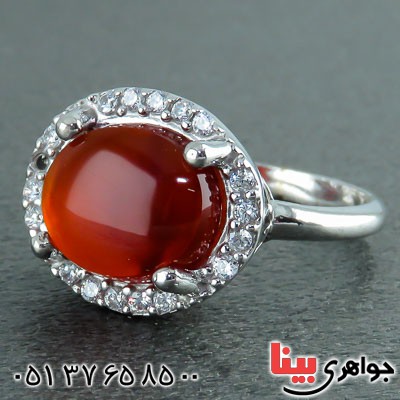 انگشتر عقیق یمنی رودیوم زنانه زیبا _کد:22991