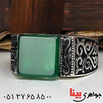 انگشتر عقیق سبز اسپرت زیبای مردانه _کد:22992