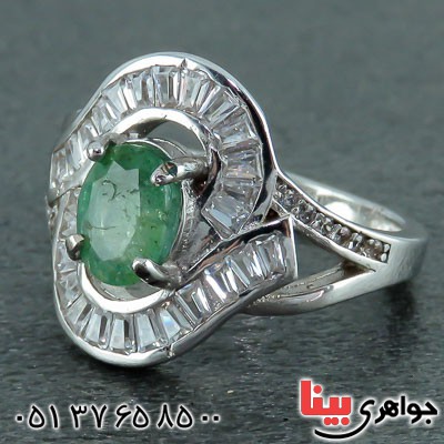 انگشتر زمرد خوشرنگ خاص رودیوم زنانه _کد:22993