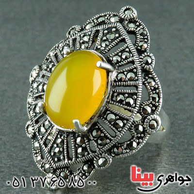 انگشتر عقیق شرف الشمس  زنانه درشت زیبا_کد:22998