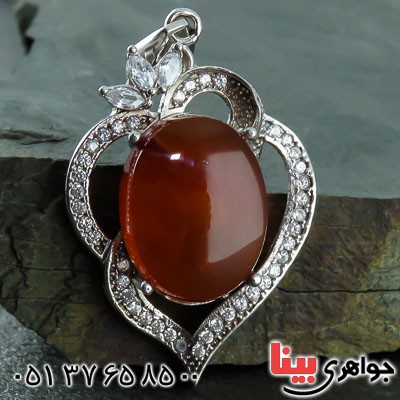 گردنبند عقیق یمنی خوشرنگ رودیوم زنانه _کد:23006
