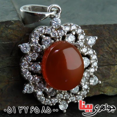 گردنبند عقیق یمنی زیبا و شیک رودیوم زنانه _کد:23007