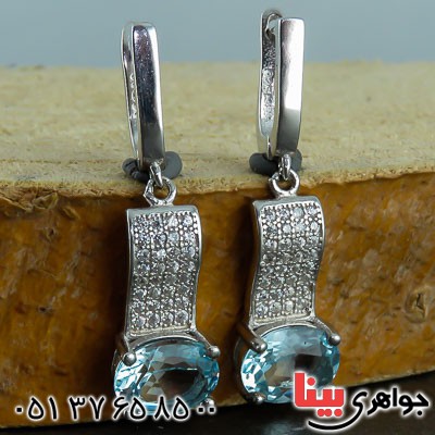 گوشواره توپاز خوشرنگ و زیبا رودیوم زنانه _کد:23008