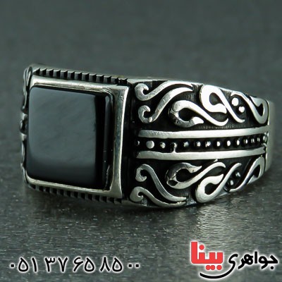انگشتر عقیق سیاه (اونیکس) مردانه اسپرت و زیبا _کد:23070