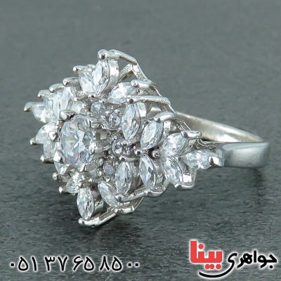 انگشتر نقره فلاور طرح پرنس رودیوم زنانه _کد:23075