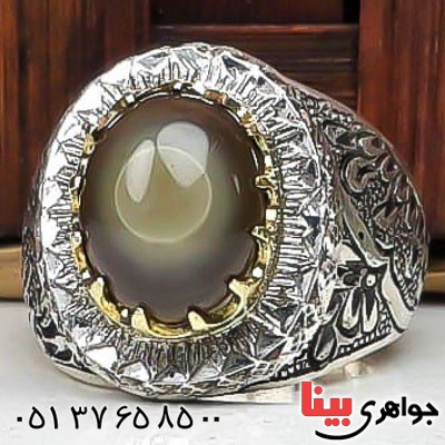 انگشتر عقیق باباقوری دست ساز درشت و فاخر مردانه _کد:23088