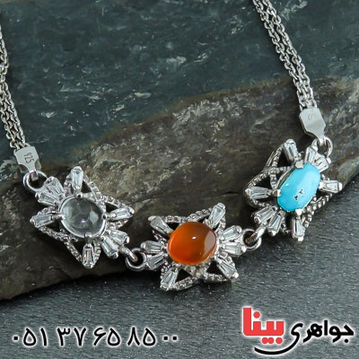 دستبند چند جواهر رودیوم زنانه خوشرنگ بسیار زیبا _کد:23096