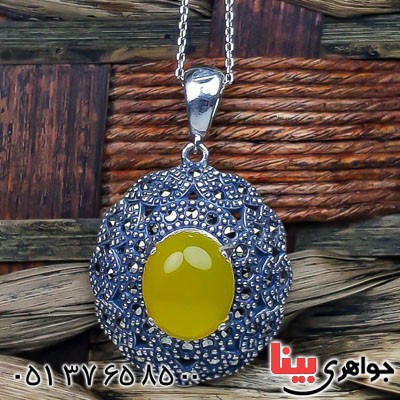 گردنبند عقیق زرد شرف الشمس زیبا زنانه _کد:23124
