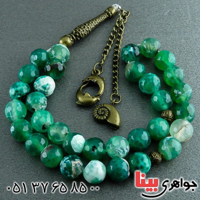 تسبیح عقیق سبز خوشرنگ 33 دانه ای _کد:23136