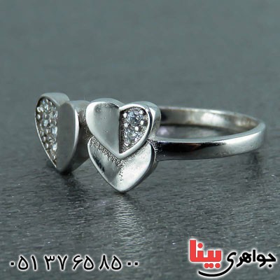 انگشتر نقره پرنس رودیوم زنانه طرح قلب _کد:23157