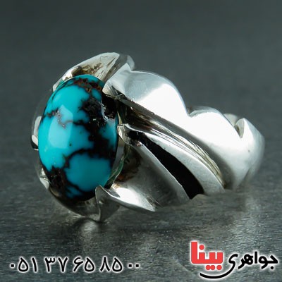 انگشتر فیروزه نیشابوری دست ساز مردانه _کد:23173