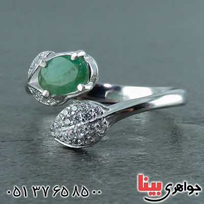انگشتر زمرد زامبیا رودیوم زنانه _کد:23180