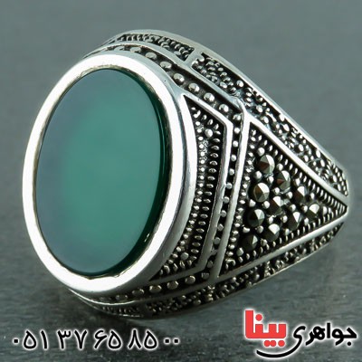 انگشتر عقیق سبز اسپرت مارکازیتی مردانه _کد:23195