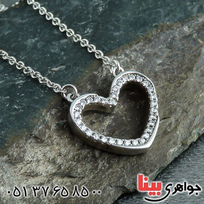 گردنبند نقره قلبی شکل خاص رودیوم زنانه
