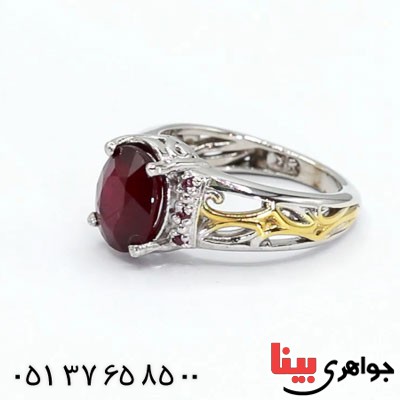 انگشتر یاقوت سرخ خوشرنگ خاص رودیوم زنانه _کد:23272