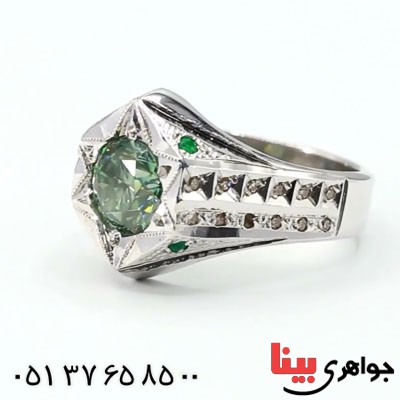 انگشتر الماس روسی مردانه فاخر و زیبا (موزانایت)