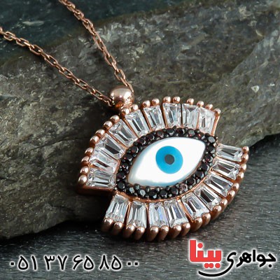 گردنبند نقره رودیوم طرح چشم زخم