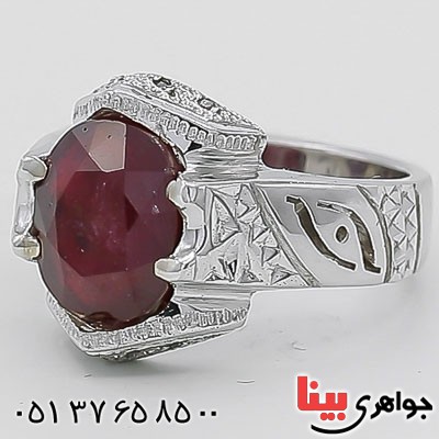 انگشتر یاقوت سرخ خوشرنگ دور الماس _کد:23343
