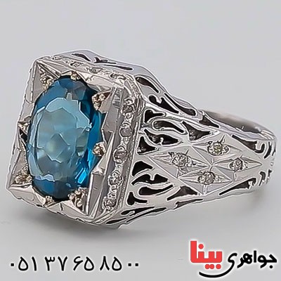 انگشتر توپاز خاص دور برلیان فاخر مردانه