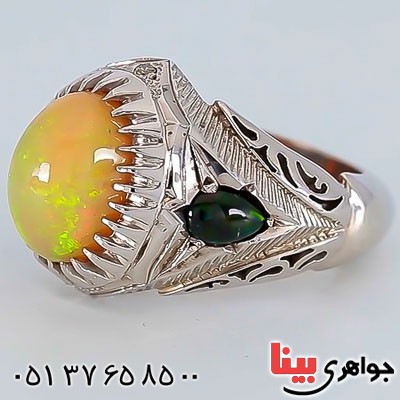 انگشتر اوپال و برلیان فاخر مردانه _کد:23352